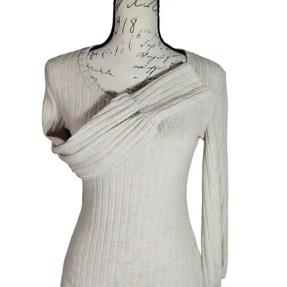 Shein Ladies Size Medium Tan Soft Ribbed Long Sleeve Knit Top - Picture 1 of 6